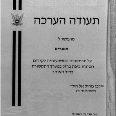 הערכה כיפת ברזל אפריל 2019